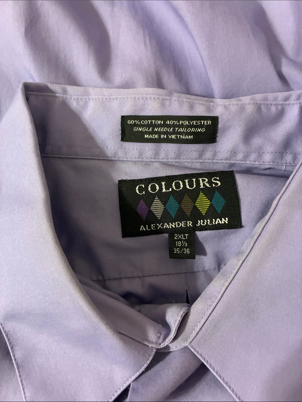 Alexander Julian 2XLT Lavender Button-Front Dress Shirt - Picture 3 of 3